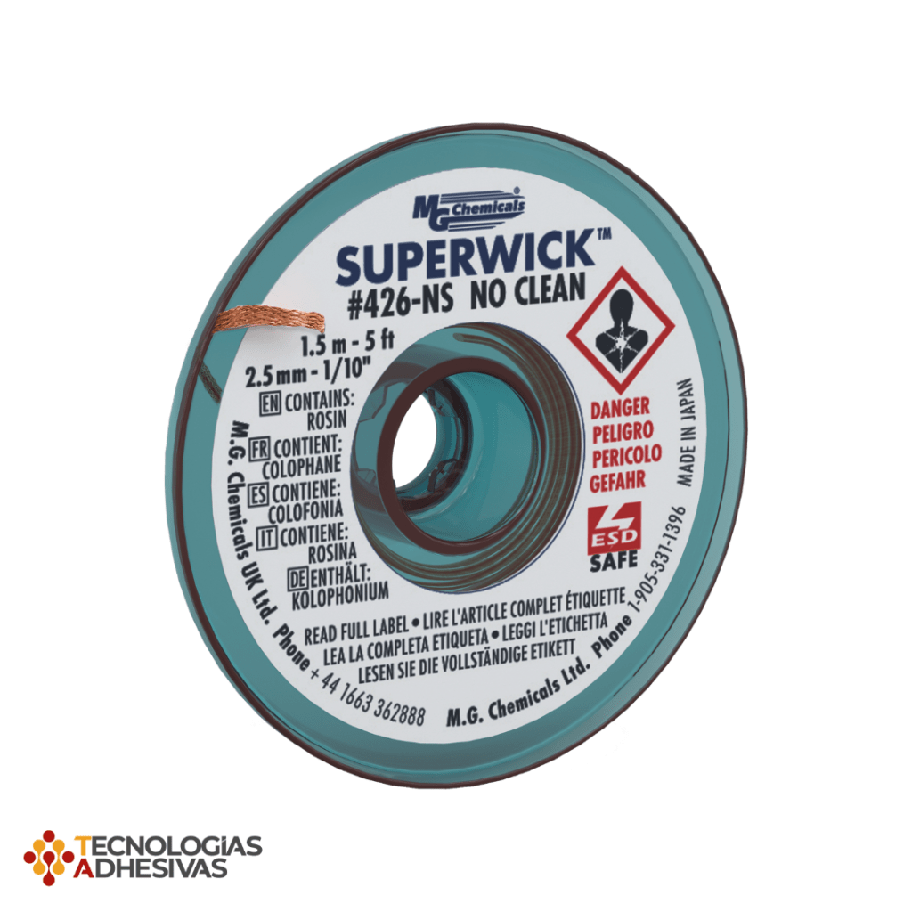 MG Chemicals 454 Fine Braid Super Wick™ Desoldeervlecht met RMA Flux, 15 m lengte x 2,5 mm breedte